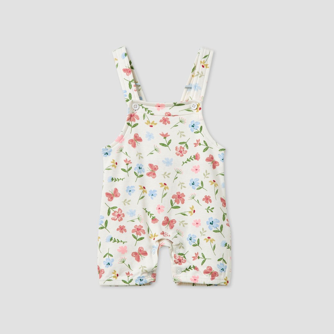 Juniors Floral Print Dungarees and T-shirt Set