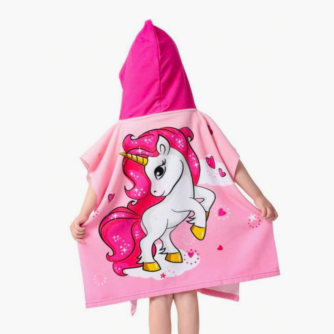 Unicorn Print Hooded Poncho Towel - 60x60cm