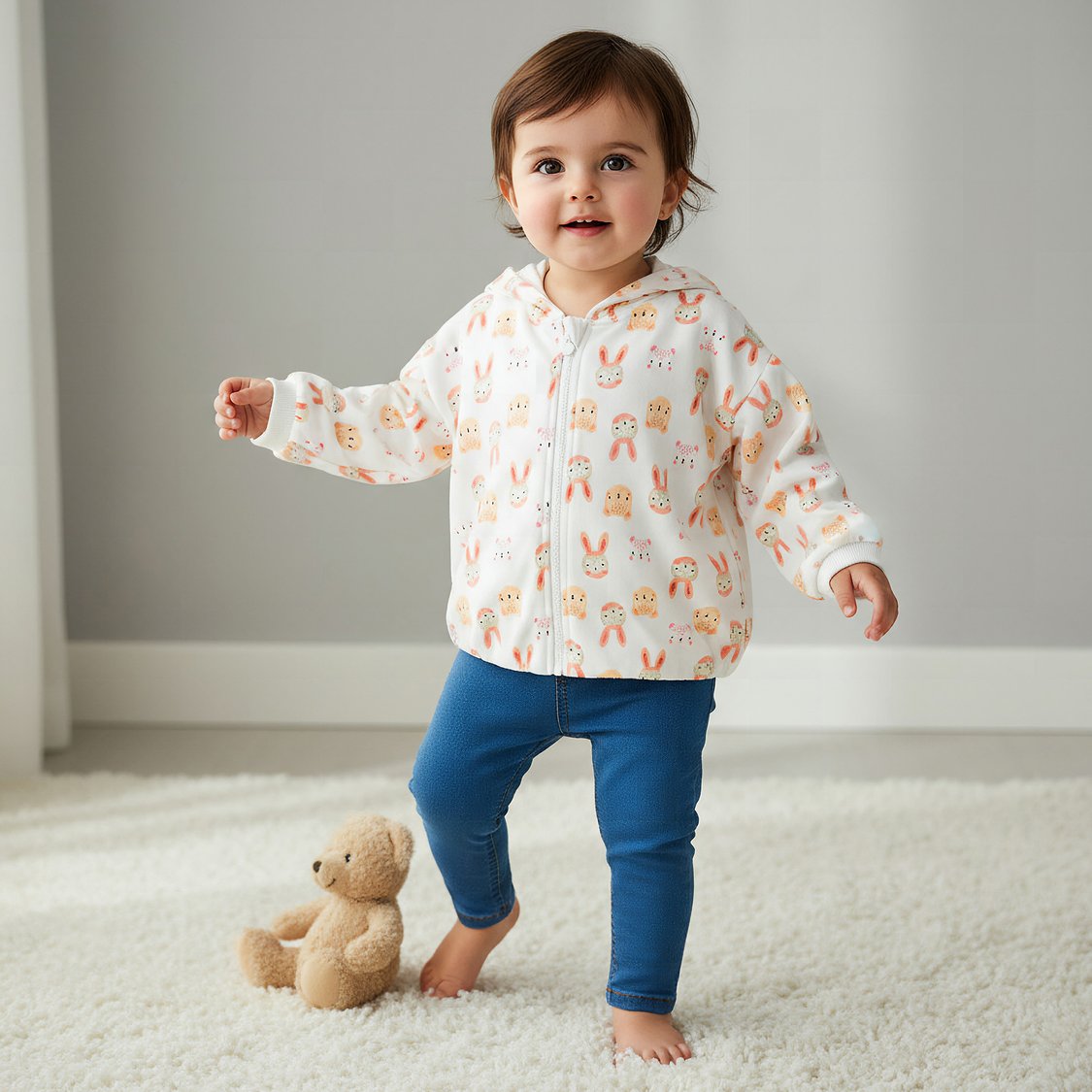Juniors Animal Print Hooded Sweatshirt with Long Sleeves