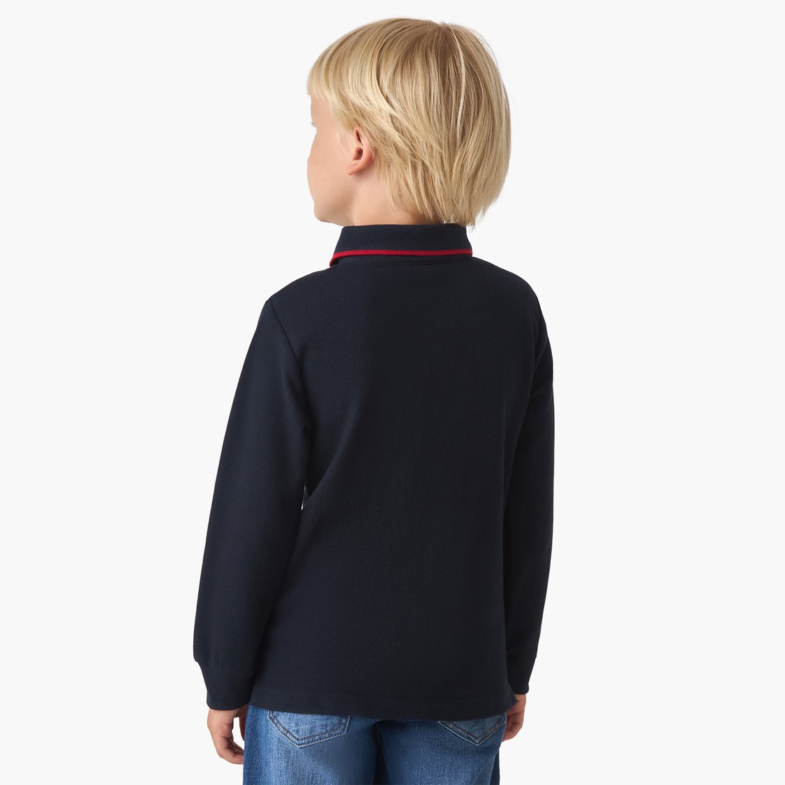 Juniors Solid Polo Neck T-shirt with Contrast Piping Collar