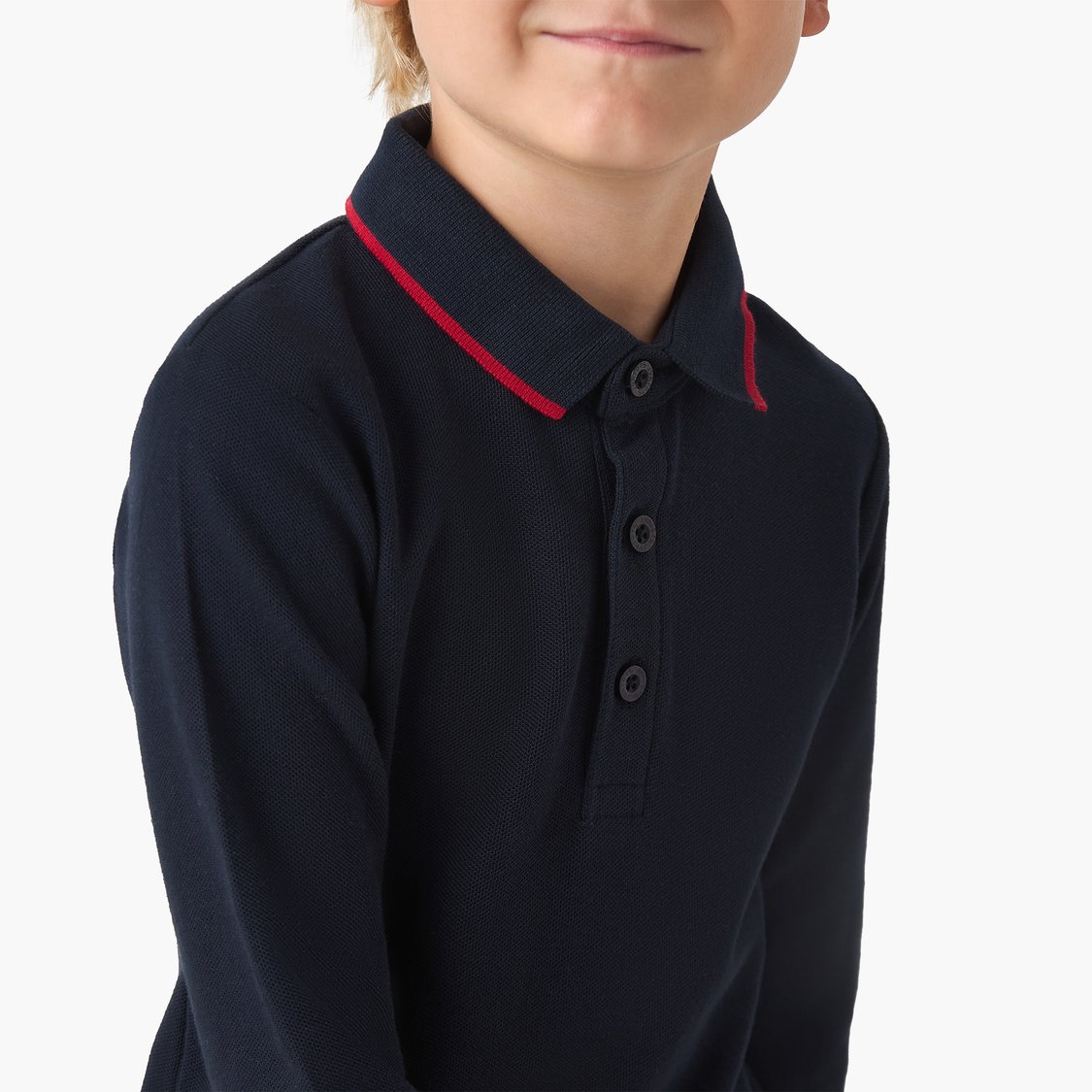 Juniors Solid Polo Neck T-shirt with Contrast Piping Collar