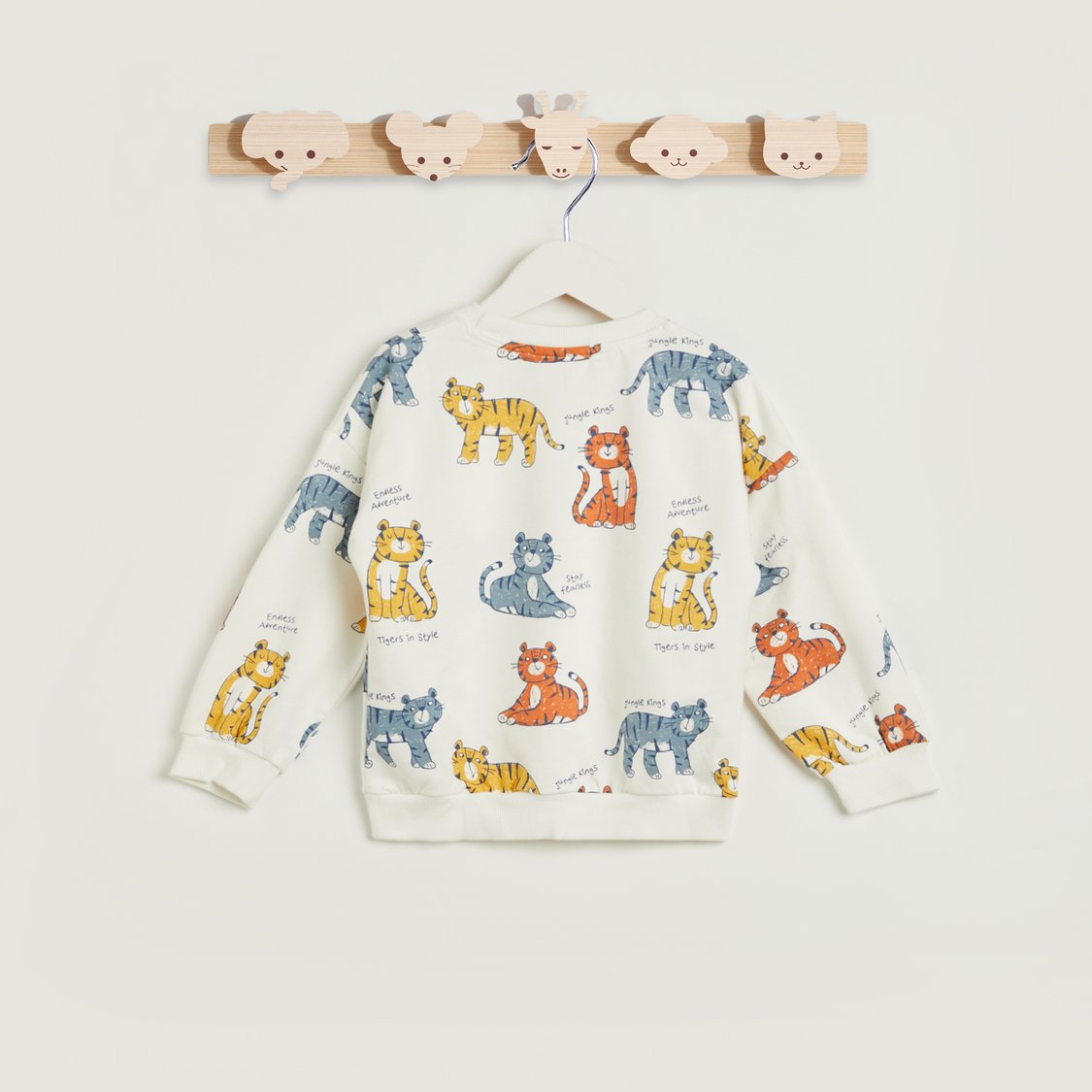 Juniors All-Over Cat Print Sweatshirt with Long Sleeves
