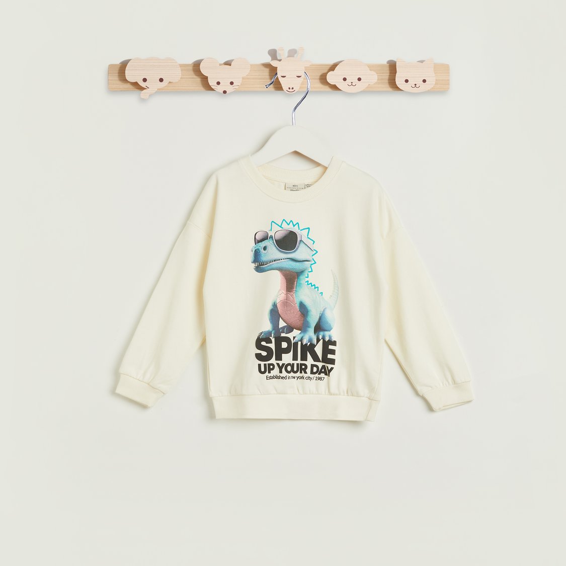 Juniors Dinosaur Print Sweatshirt with Long Sleeves
