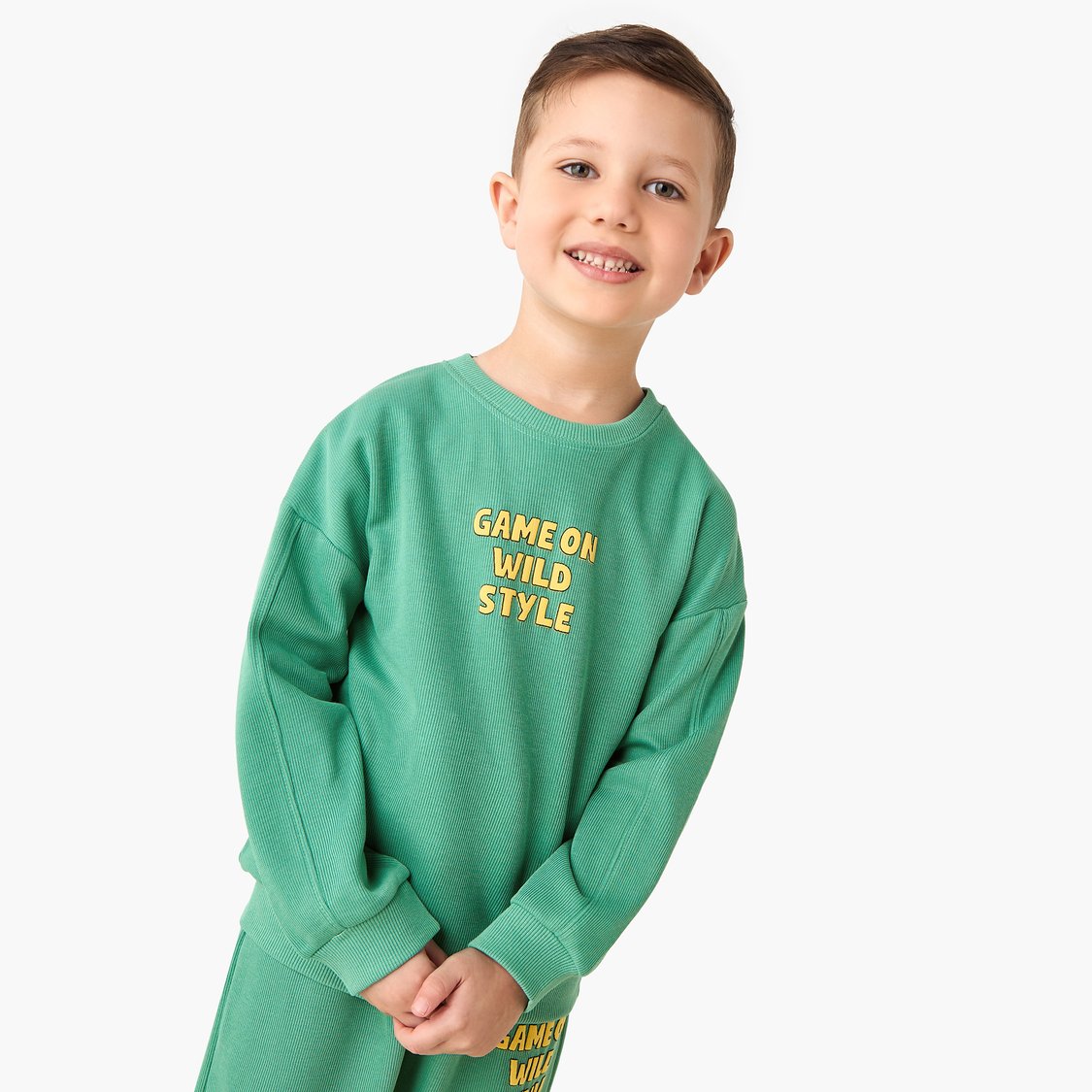 Juniors Slogan Print Sweatshirt and Joggers Set