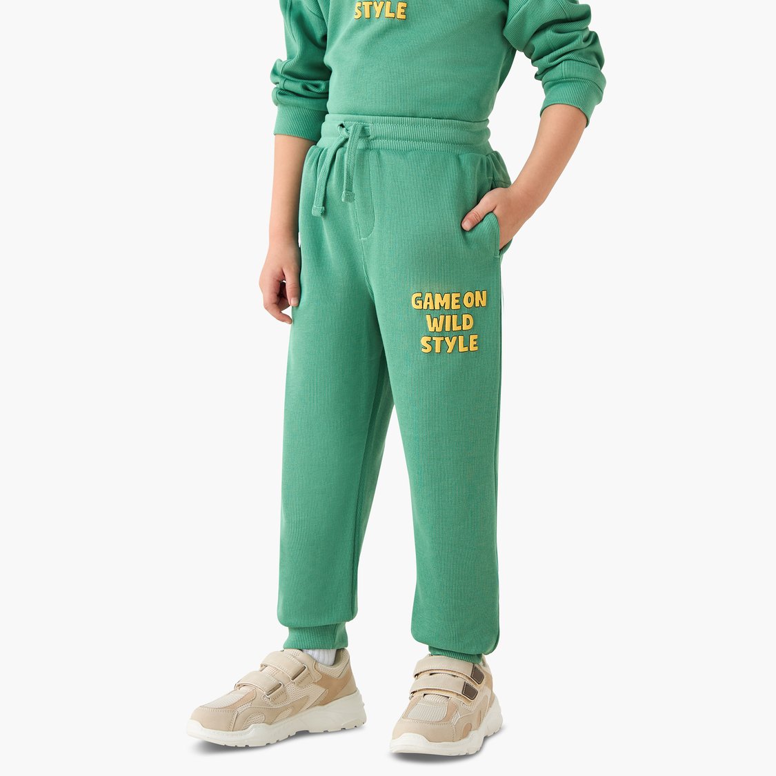 Juniors Slogan Print Sweatshirt and Joggers Set