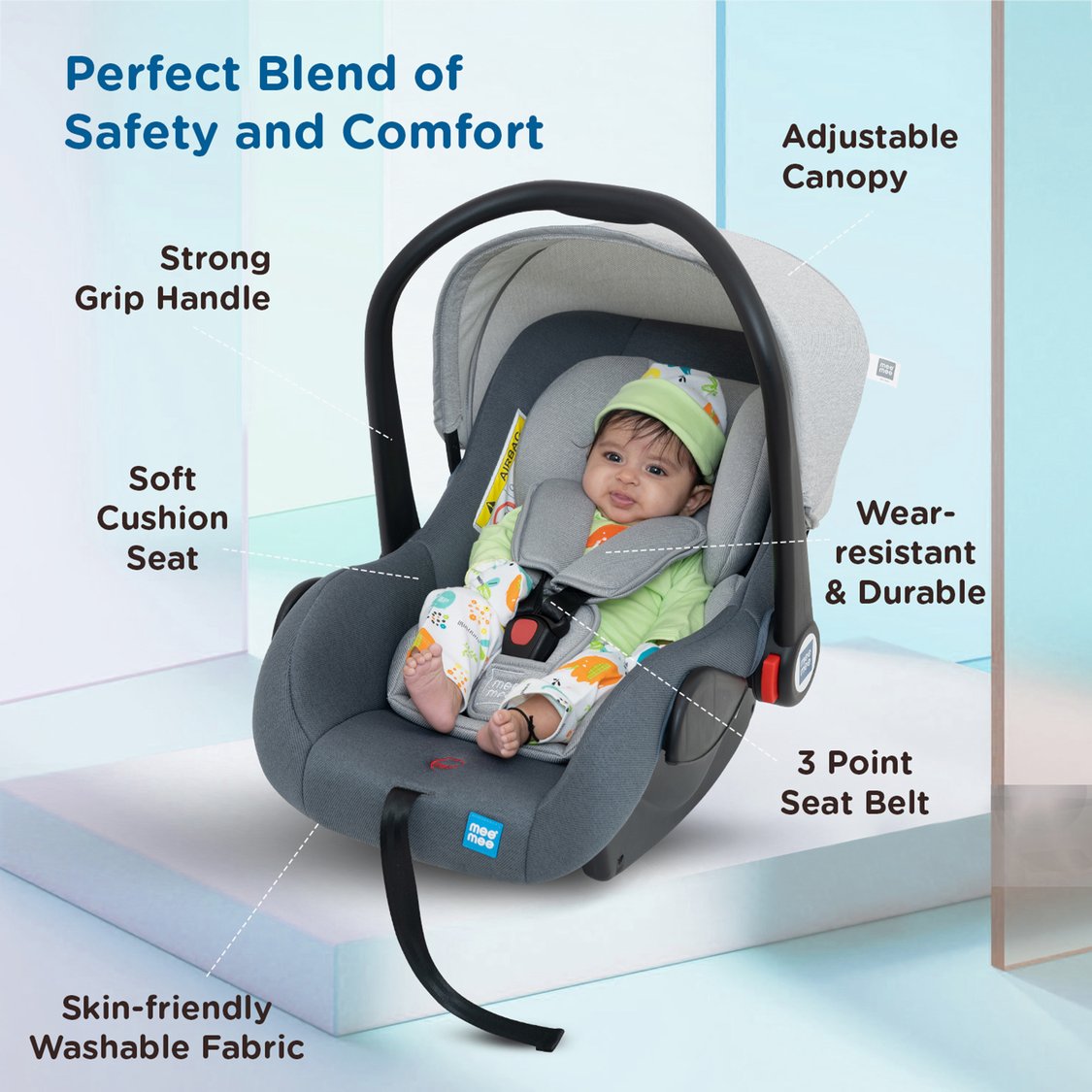 Mee Mee 4-in-1 Canopy Carry Cot and Convertible Car Seat