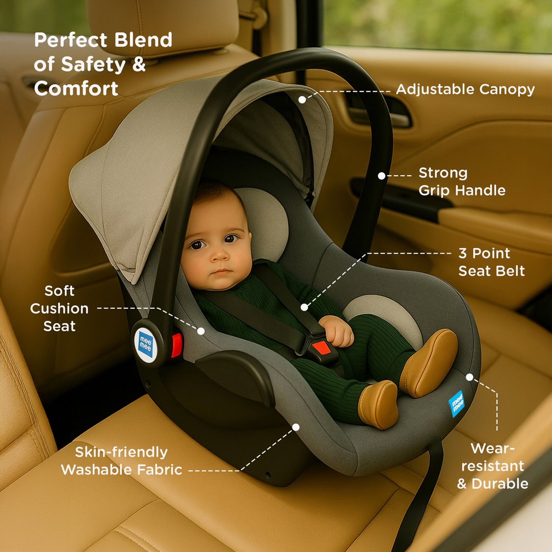 Mee Mee 4-in-1 Canopy Carry Cot and Convertible Car Seat