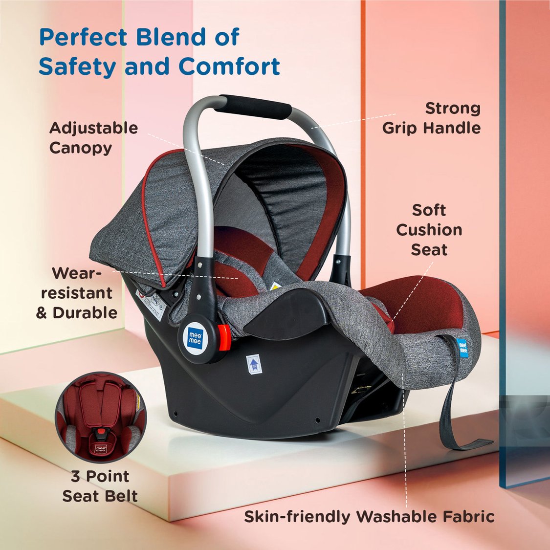 Mee Mee 4-in-1 Canopy Carry Cot and Convertible Car Seat