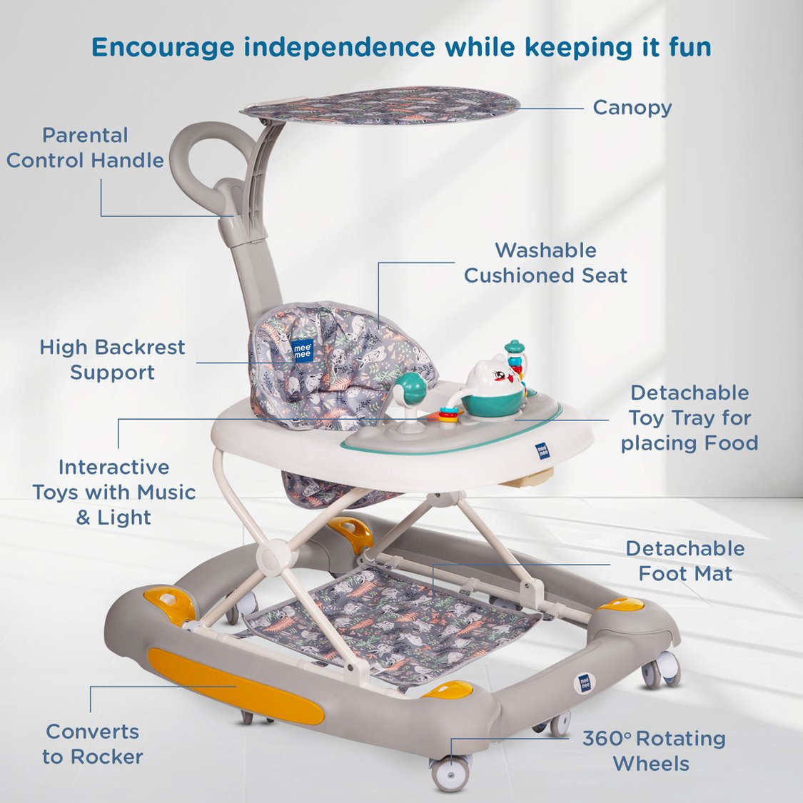 Mee Mee 2-in-1 Baby Walker and Rocker