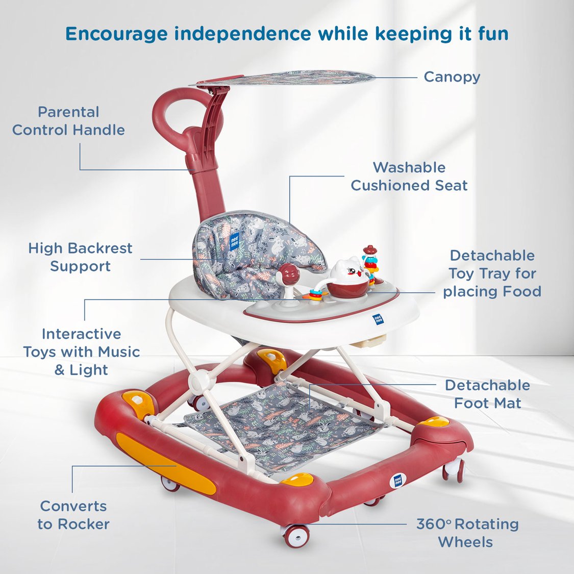 Mee Mee 2-in-1 Baby Walker and Rocker