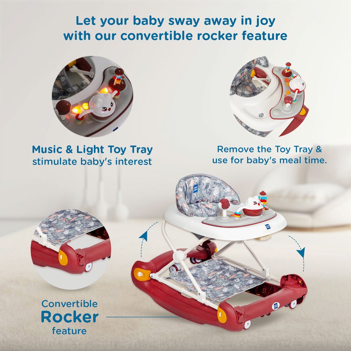 Mee Mee 2-in-1 Baby Walker and Rocker