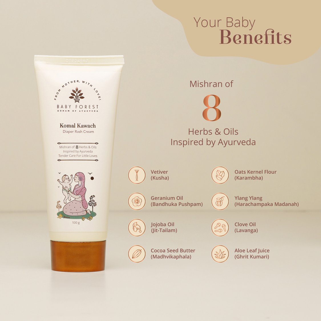 Baby Forest Komal Kawach Baby Rash Healing Cream - 100g