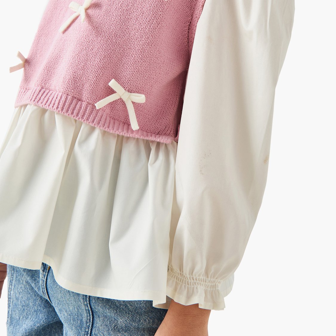 Juniors Bow Accent Peplum Top