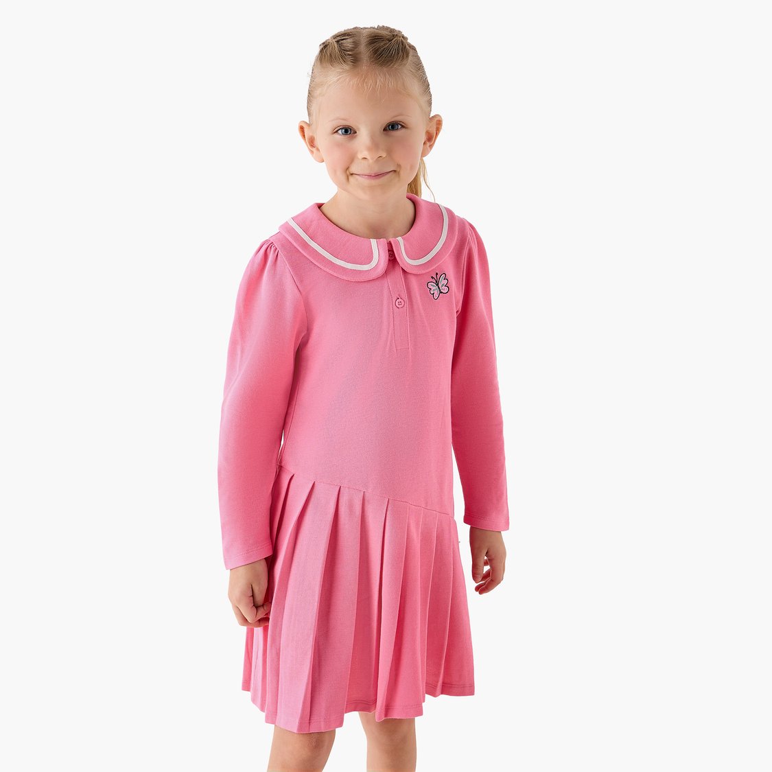 Juniors Knit Peter Pan Collar Drop Waist Dress