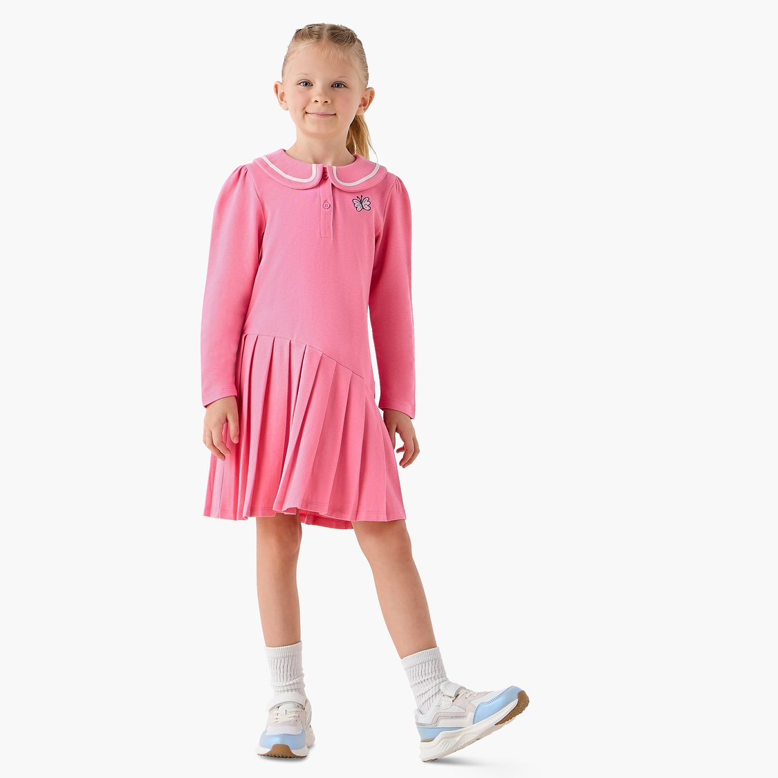 Juniors Knit Peter Pan Collar Drop Waist Dress
