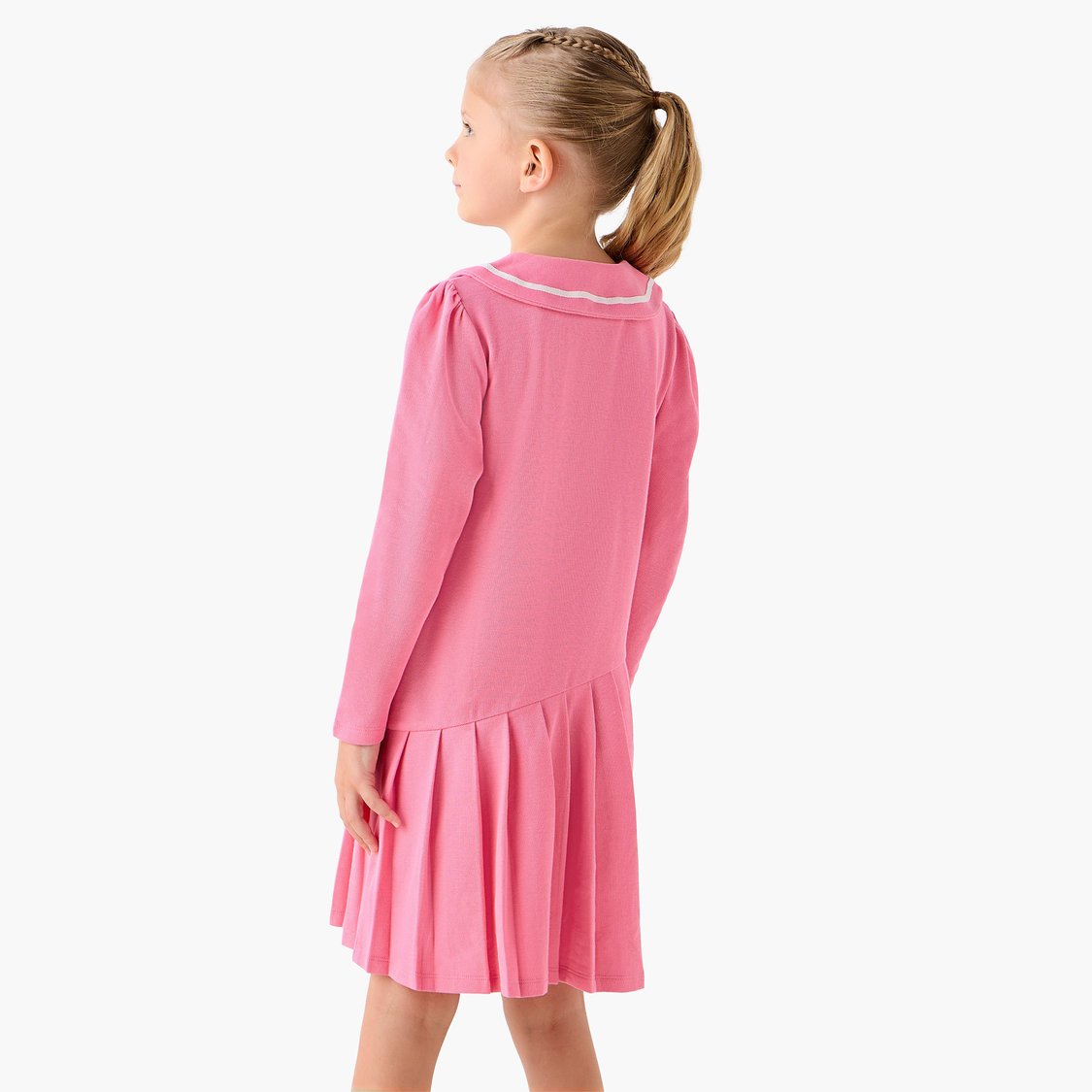 Juniors Knit Peter Pan Collar Drop Waist Dress