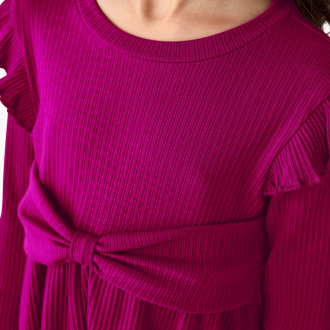 Juniors Ribbed Texture Top and Flared Pants Set