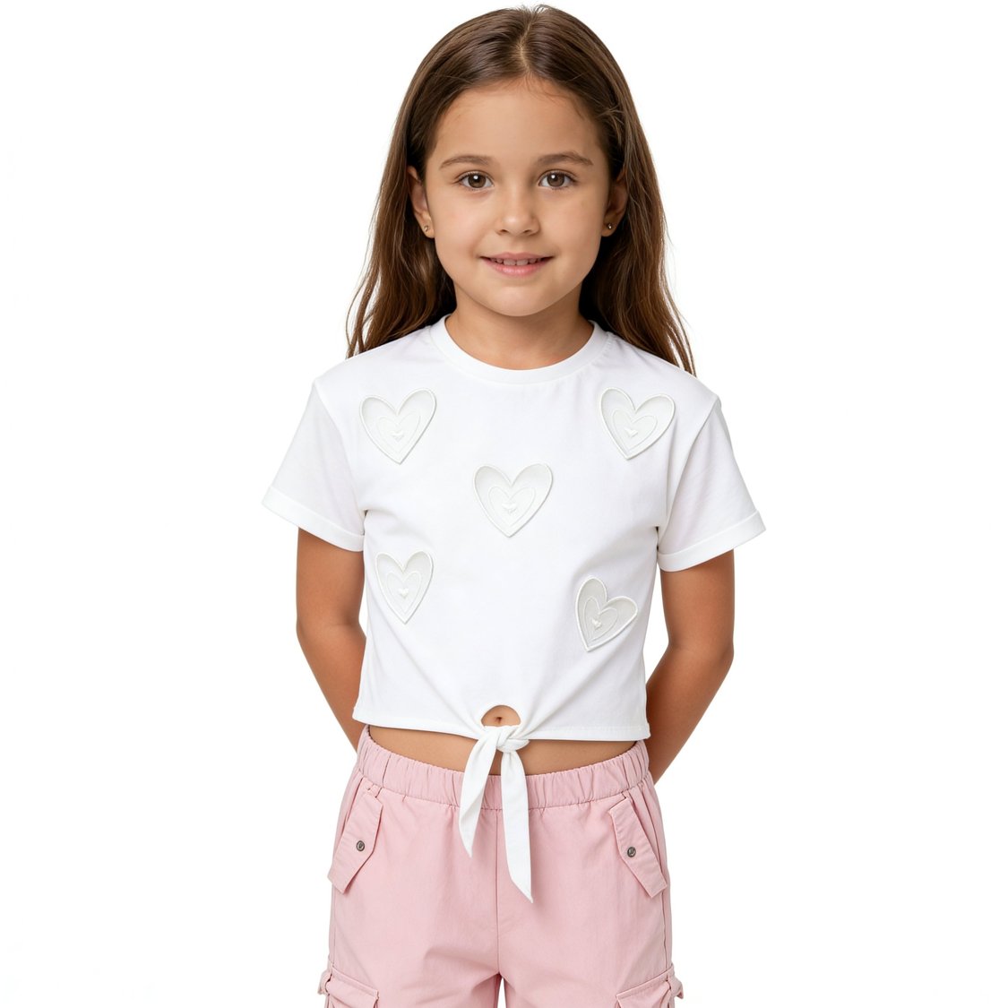 Juniors Heart Embroidered T-shirt and Joggers Set