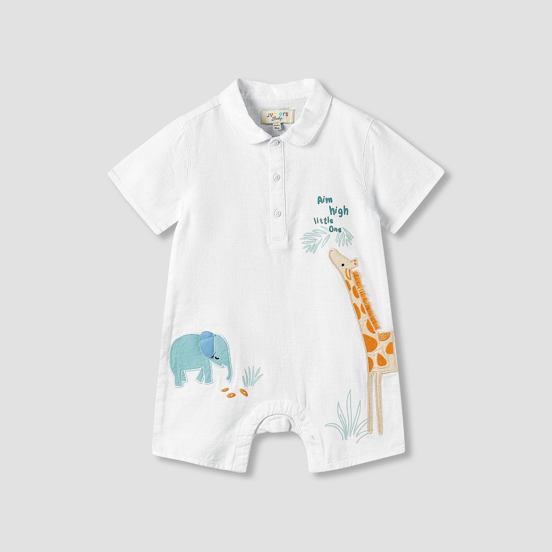 Juniors Animal Applique Collared Romper