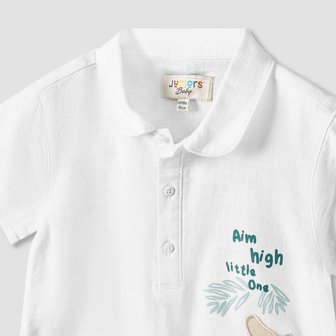 Juniors Animal Applique Collared Romper