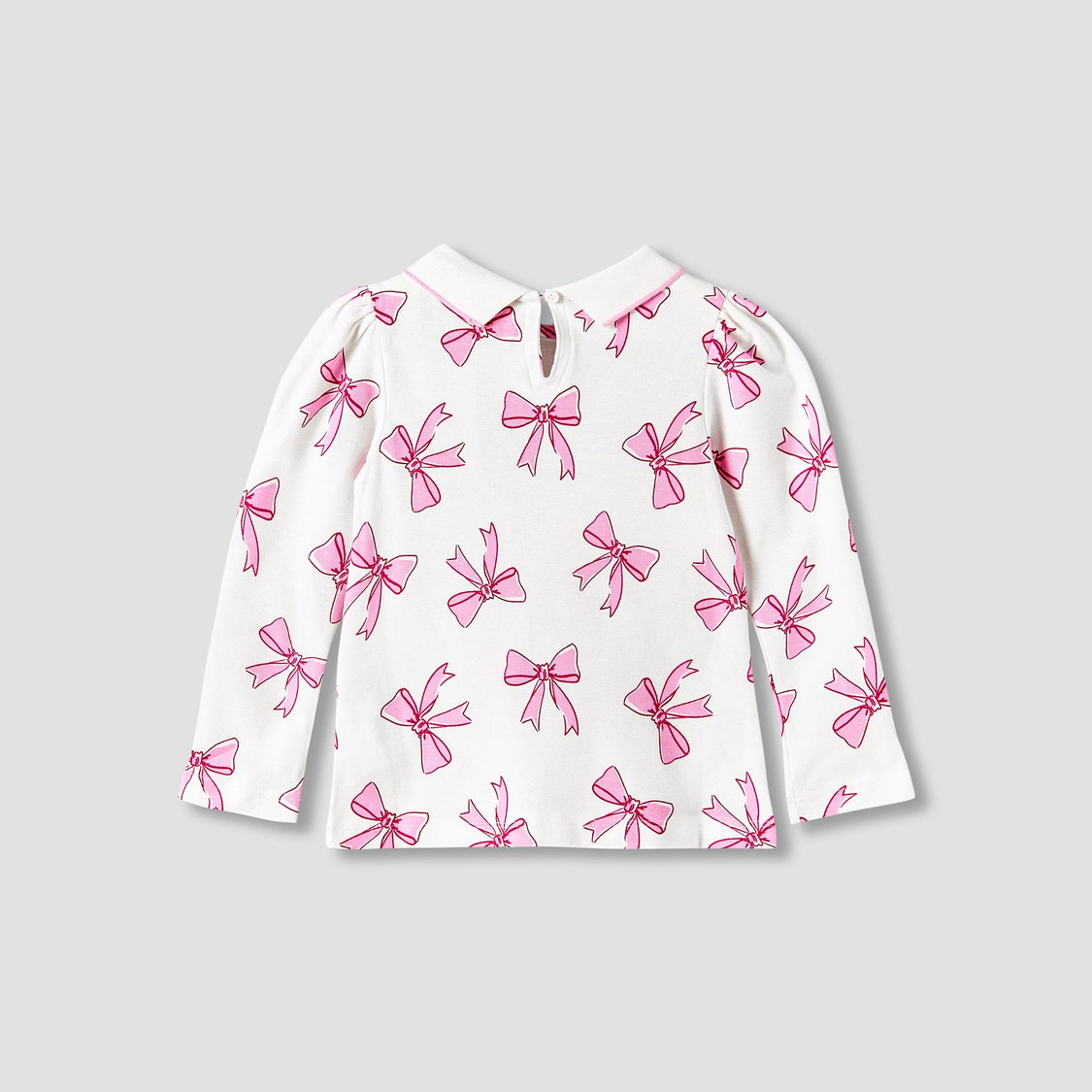 Juniors Bow Print Collared Top