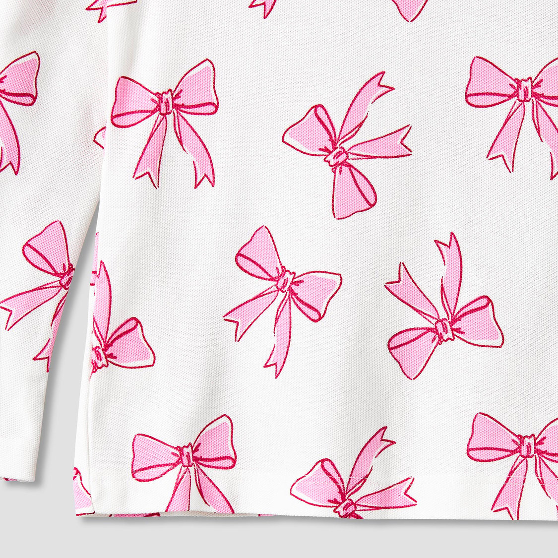 Juniors Bow Print Collared Top