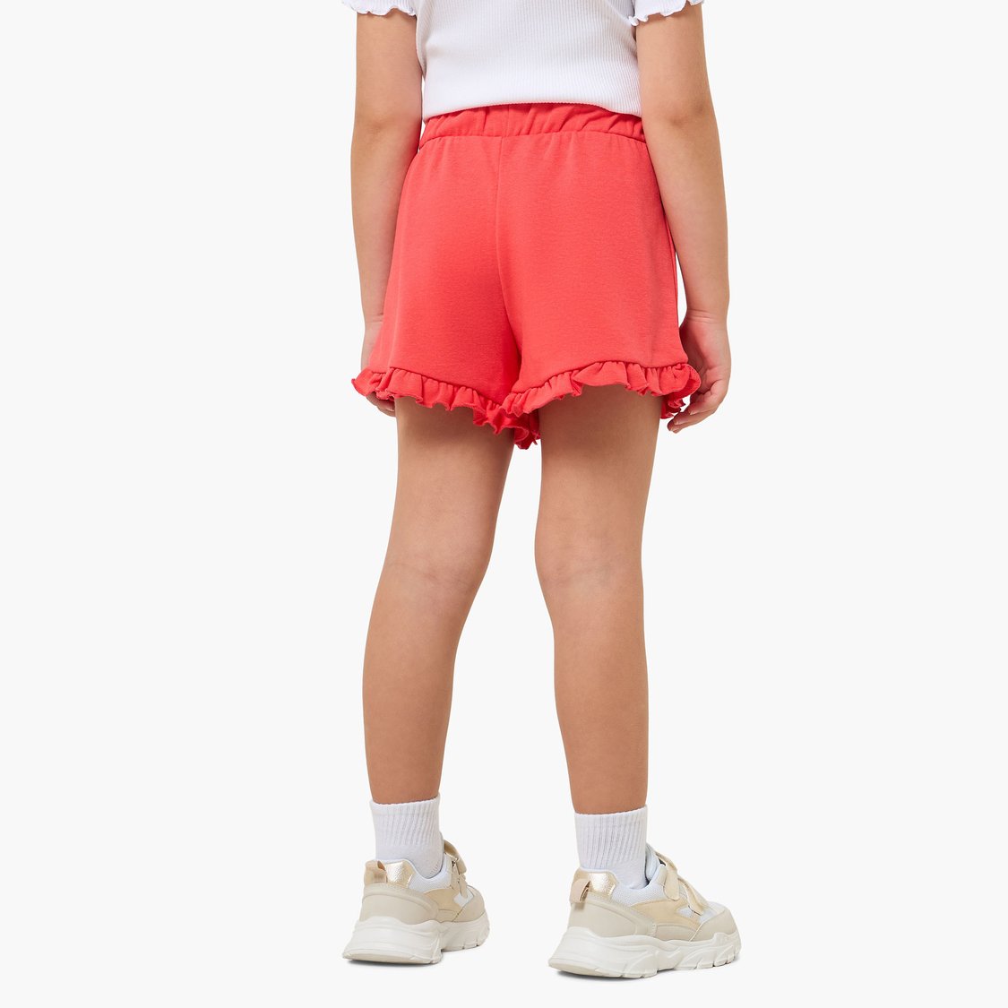 Juniors Solid Shorts with Ruffle Hem