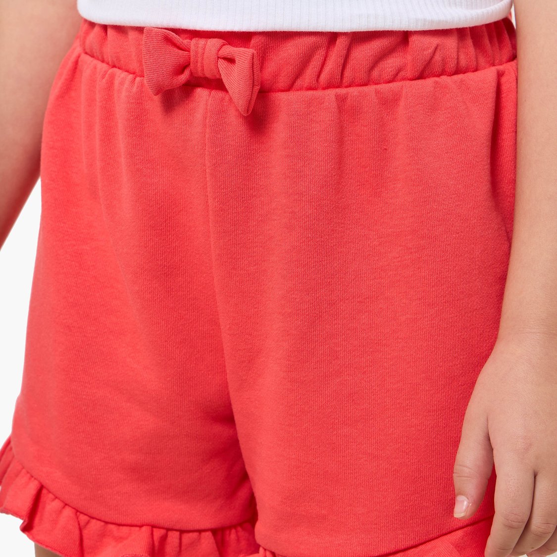 Juniors Solid Shorts with Ruffle Hem