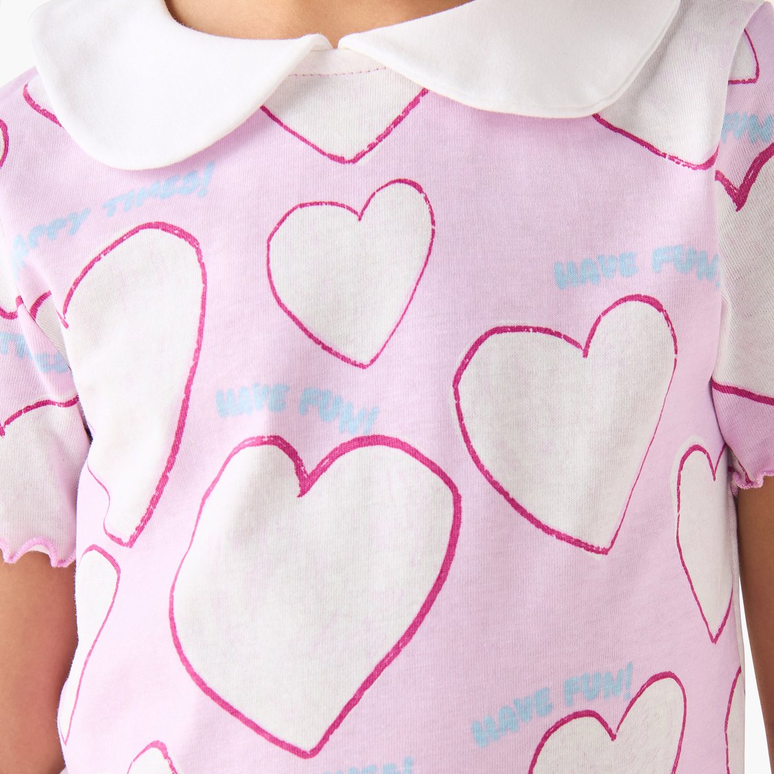 Juniors Bow Print Peter Pan Collar Top