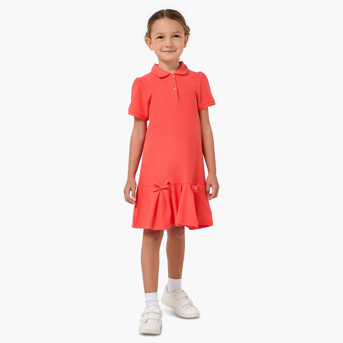Juniors Bow Accent Drop Waist Dress