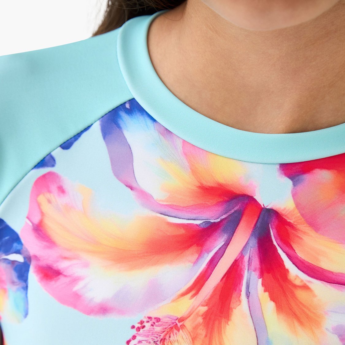 Juniors Floral Print Swimsuit with Skirt