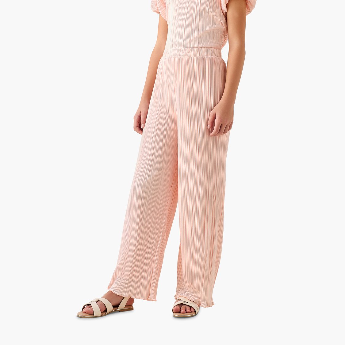 Juniors Textured Top and Pants Set