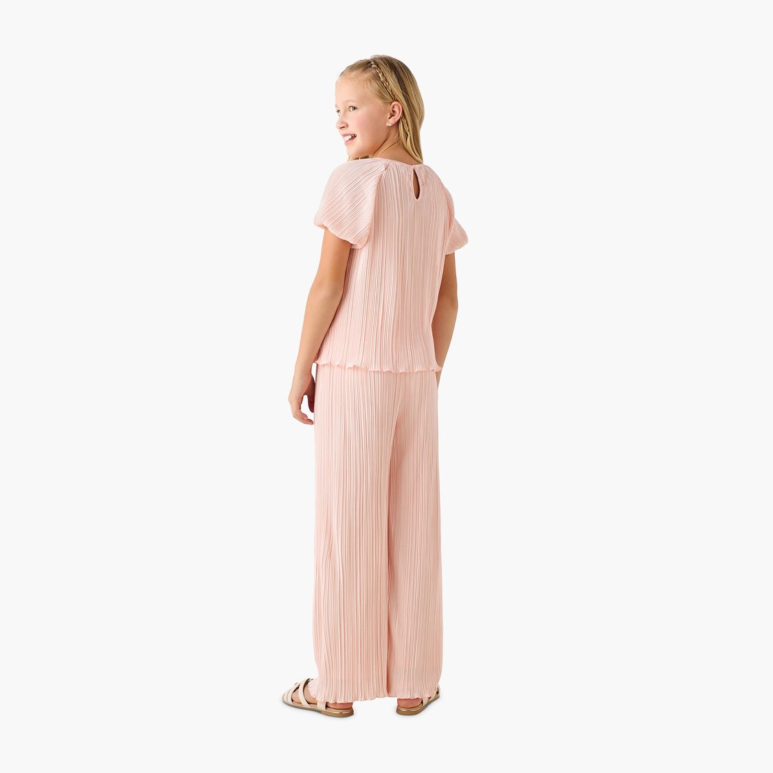 Juniors Textured Top and Pants Set
