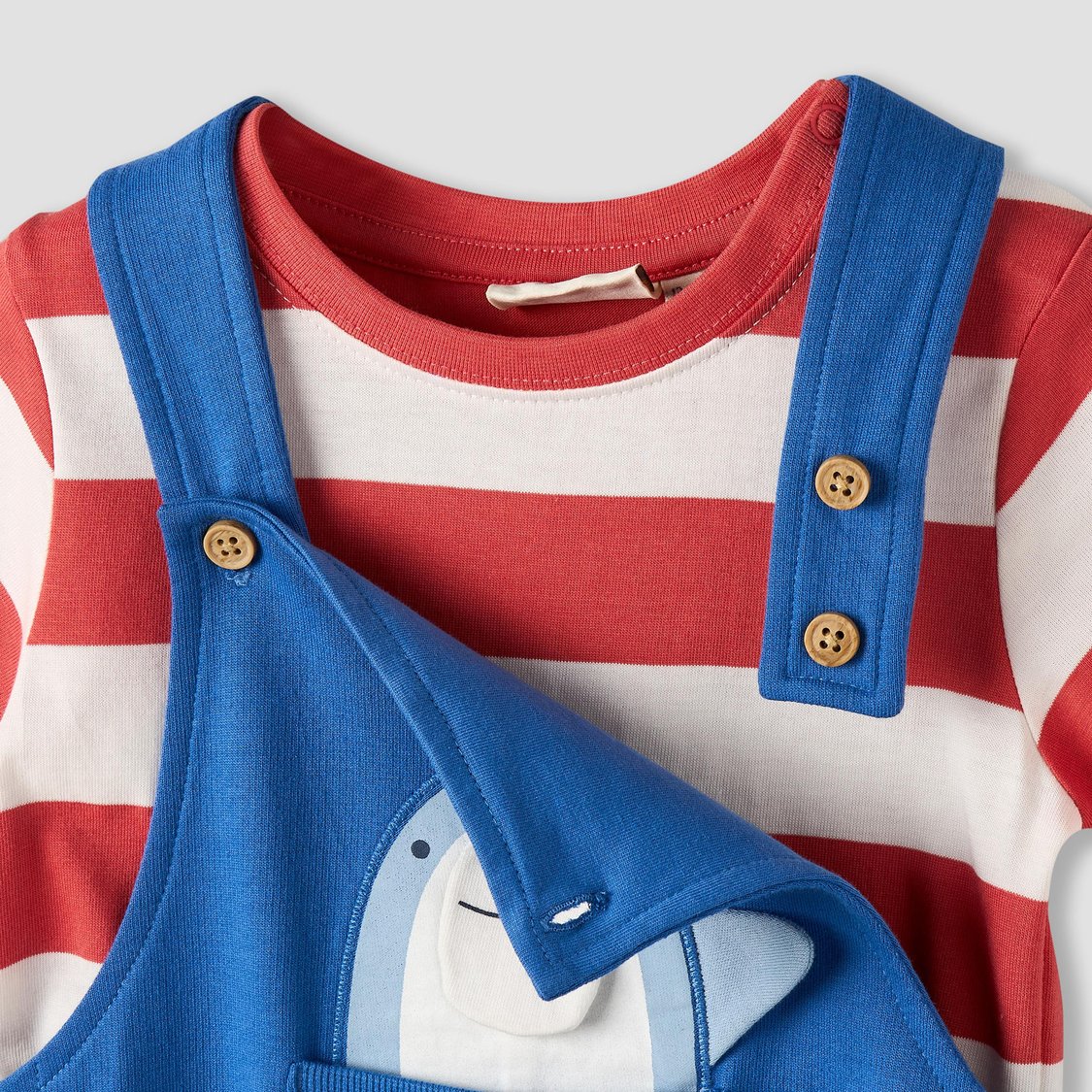 Juniors Striped T-shirt and Dungaree Set