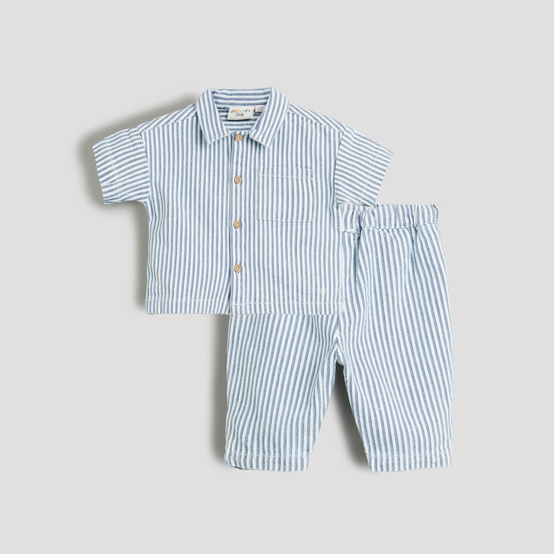 Juniors Striped Shirt and Pants Set with Pockets