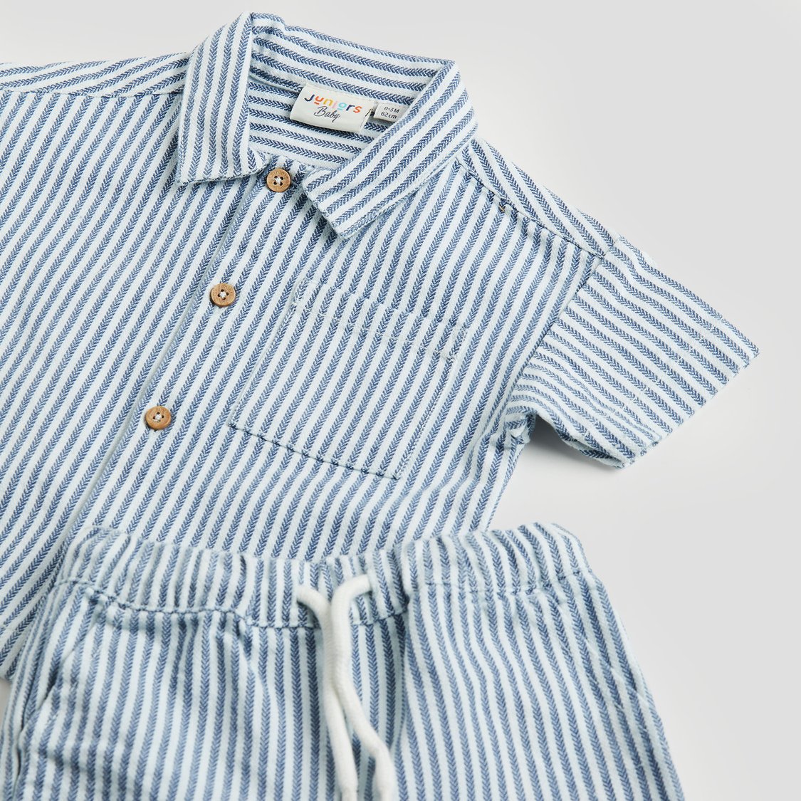 Juniors Striped Shirt and Pants Set with Pockets
