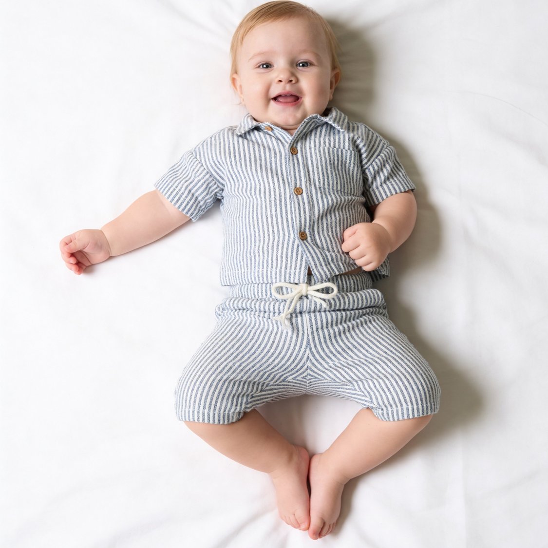 Juniors Striped Shirt and Pants Set with Pockets