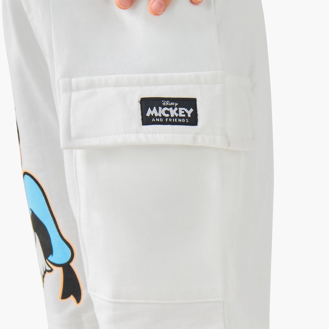 Mickey Mouse and Donald Duck Print Shorts with Cargo Pocket
