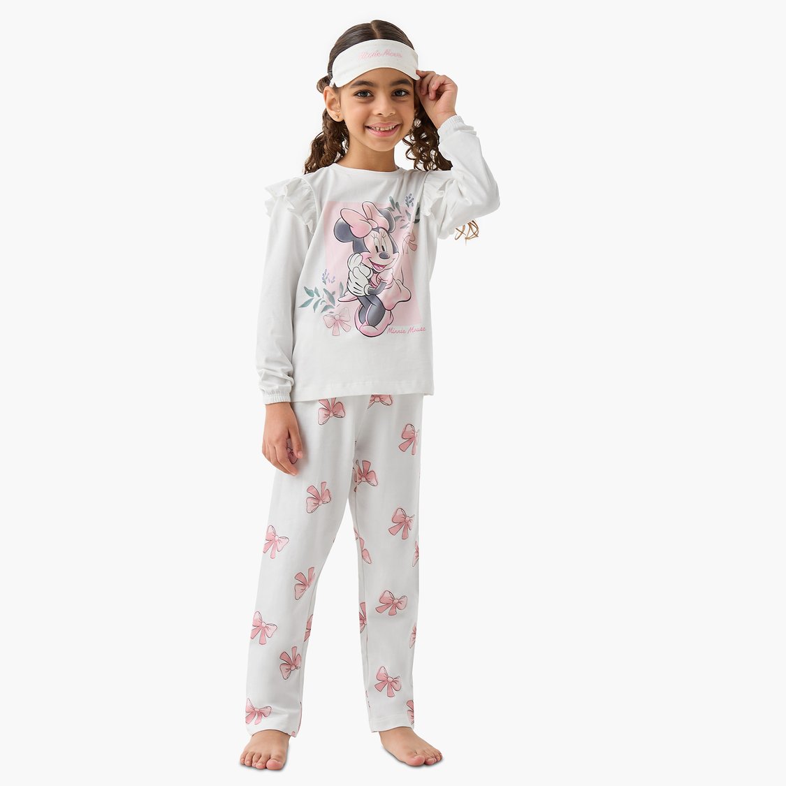 Juniors Minnie Mouse Print Pyjama Set with Eye Mask