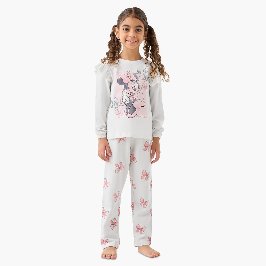 Juniors Minnie Mouse Print Pyjama Set with Eye Mask