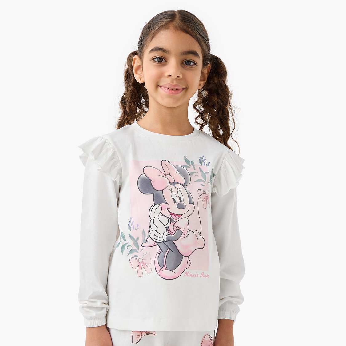 Juniors Minnie Mouse Print Pyjama Set with Eye Mask