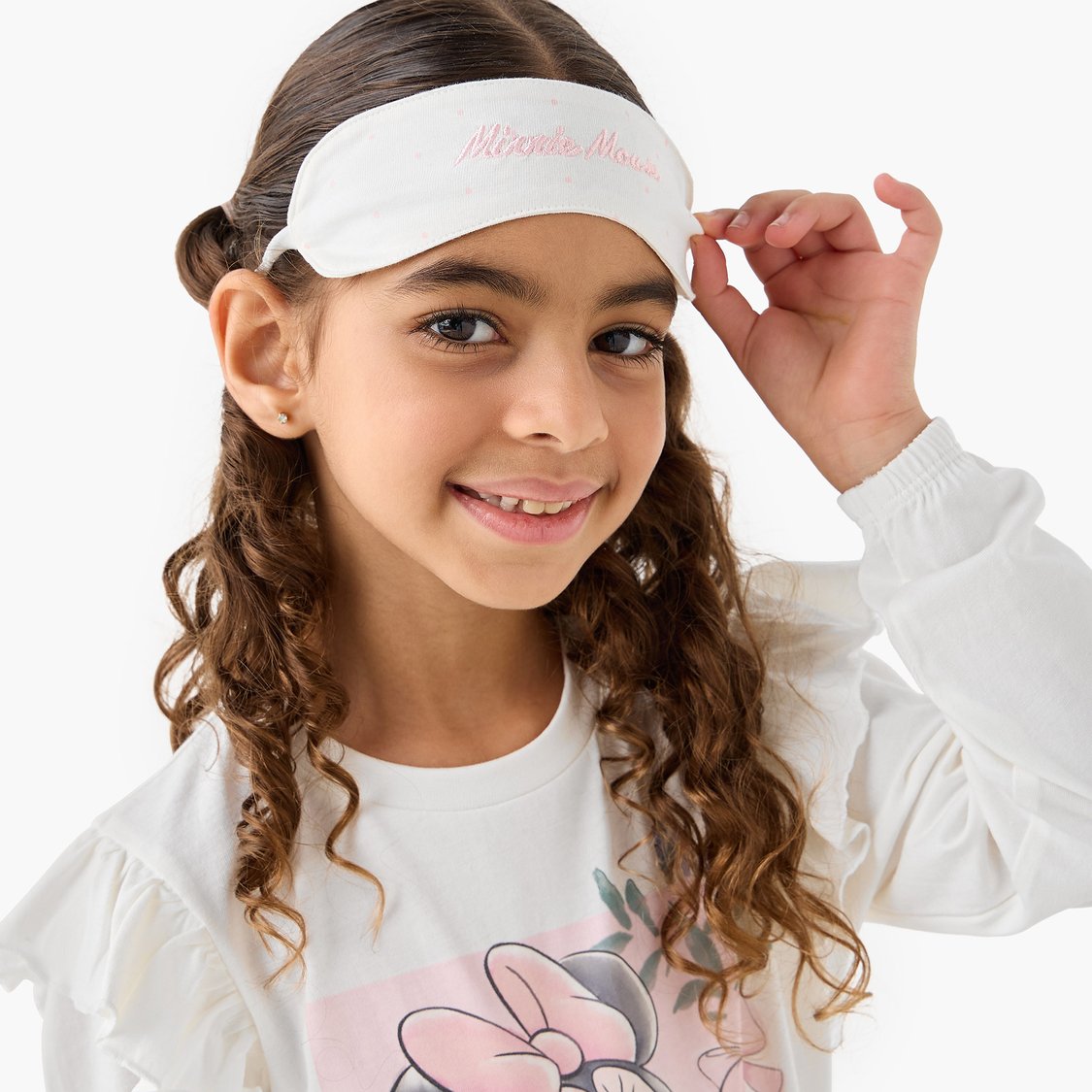 Juniors Minnie Mouse Print Pyjama Set with Eye Mask