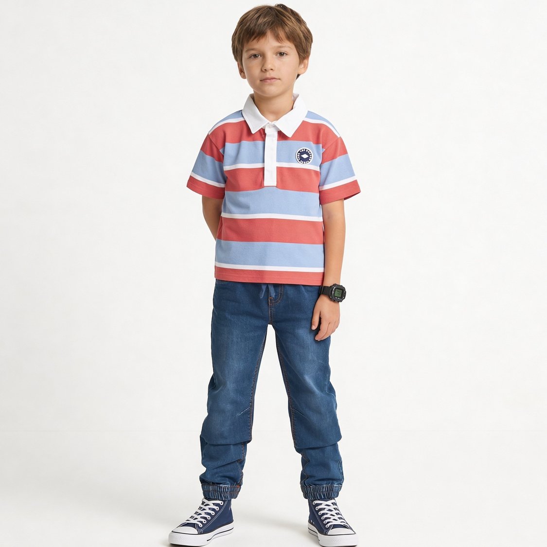 Juniors Striped Polo T-shirt