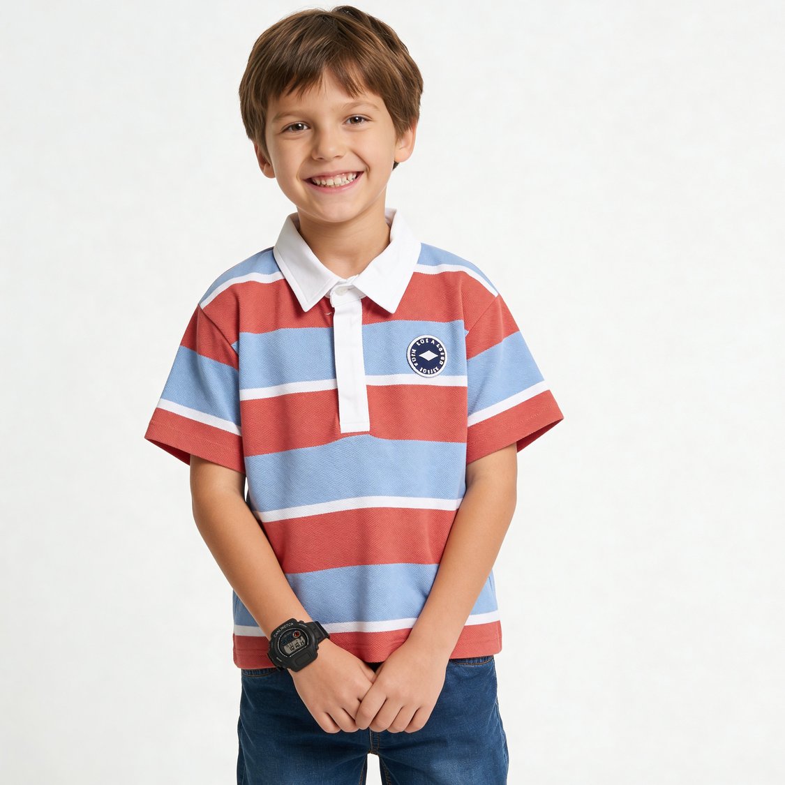 Juniors Striped Polo T-shirt