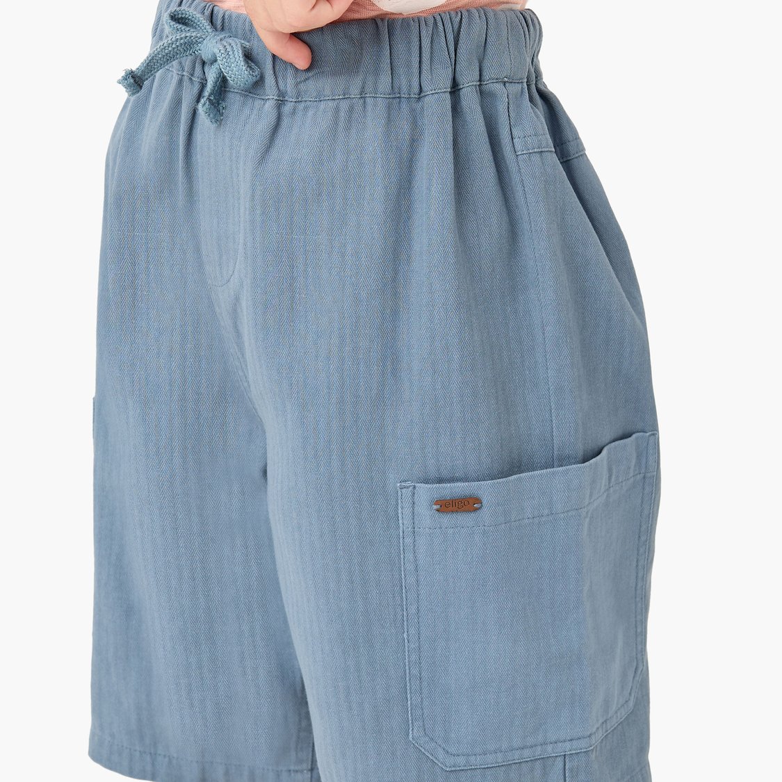 Textured Drawstring Waist Shorts