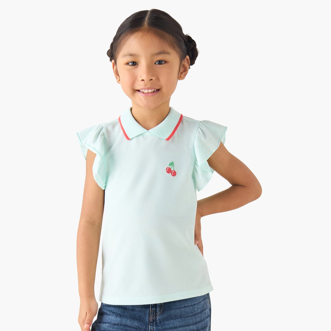 Juniors Ruffle Collared Top