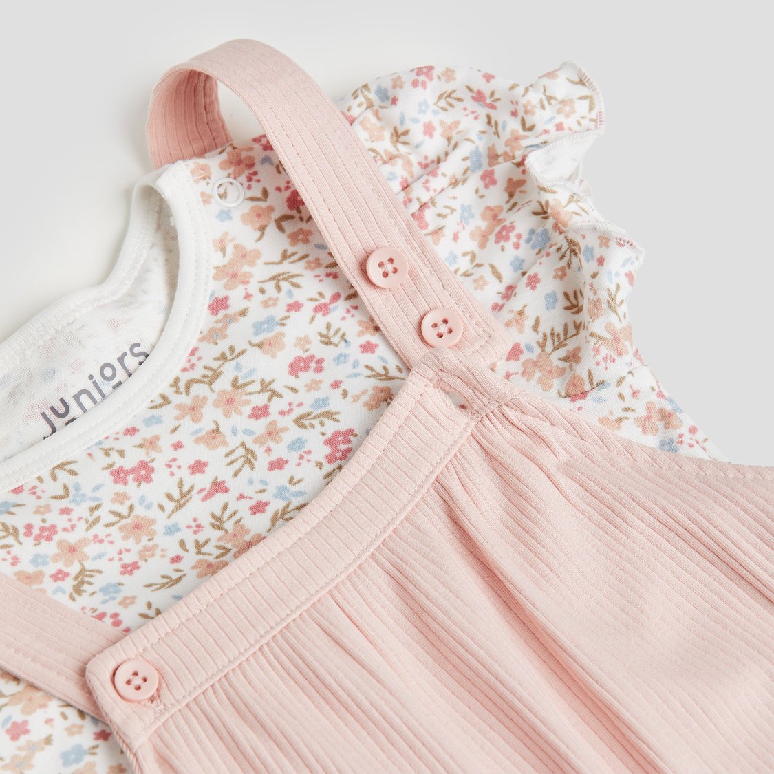 Juniors Ribbed Bodysuit with Printed T-shirt