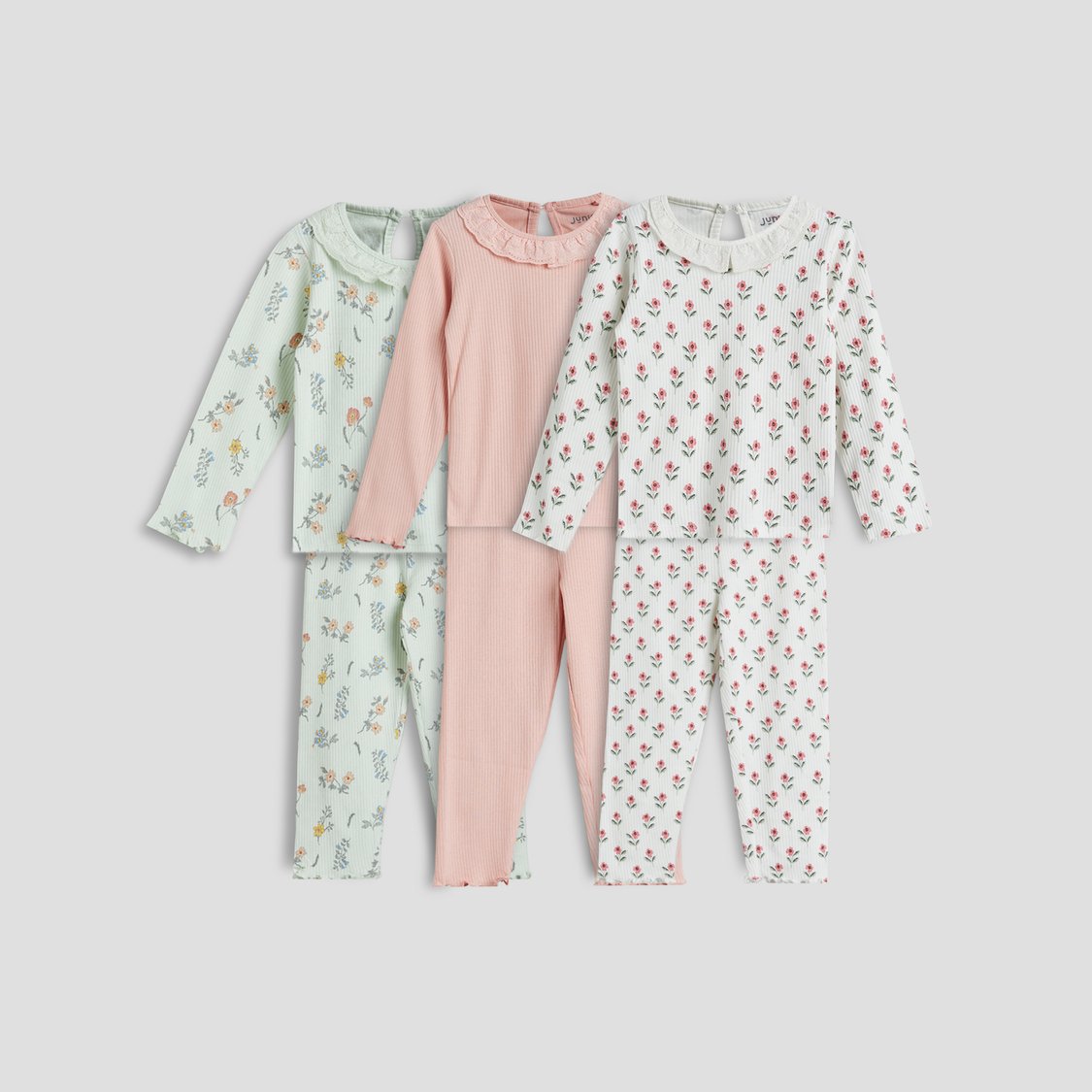 Juniors Lace Trim Top and Pyjama Set - Pack of 3