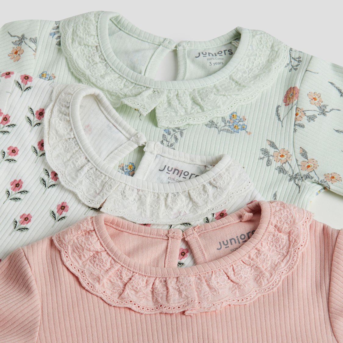Juniors Lace Trim Top and Pyjama Set - Pack of 3