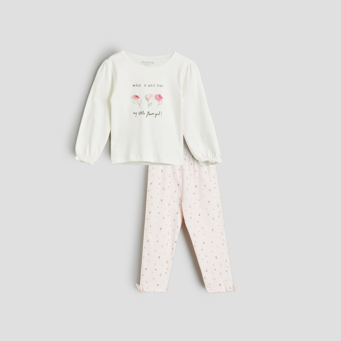 Juniors Applique T-shirt with Pyjama Set